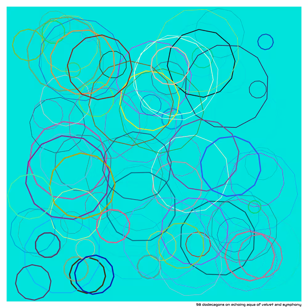 98 dodecagons on echoing aqua of velvet and symphony